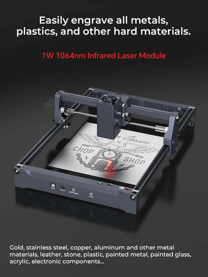K15 Pro 10W Laser Engraver + 1W IR Module + Y-Axis Rotary Roller Bundle - 3-In-1 CNC Laser Cutter for Flat/Cylindrical/Metal/Glass, 10000Mw, Class 1