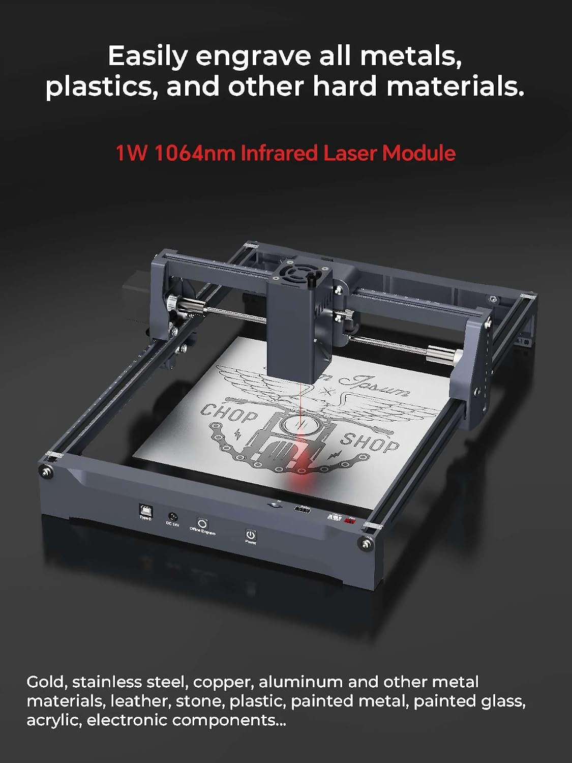 Carverall 1064Nm Infrared Laser Module, Laser Engraver Accessory Compatible with K15 Pro, A1 Pro, K15, A1, L2, X1, for Metal, Glass, Leather, Acrylic, Hard Plastic