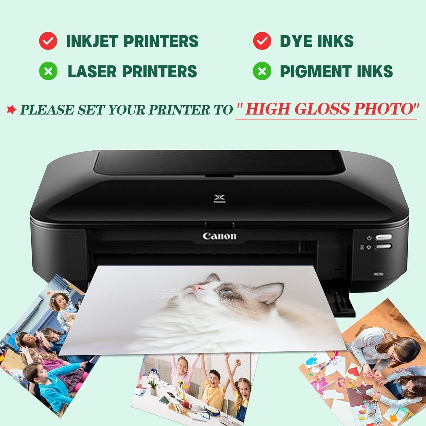 Glossy Photo Paper for Printer - 100 Sheets Inkjet Printer Paper for Chip Bag Paper, Instant Dry Glossy Photo Paper 8.5 X 11 180Gsm