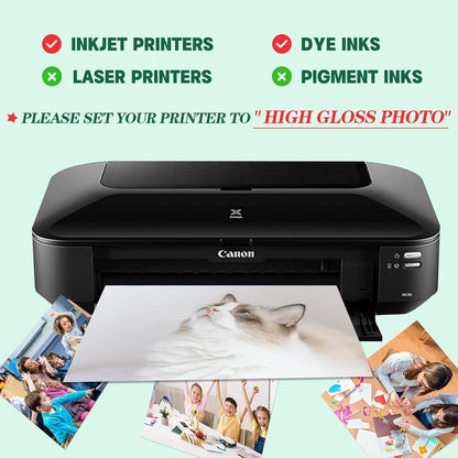 Glossy Photo Paper for Printer - 100 Sheets Inkjet Printer Paper for Chip Bag Paper, Instant Dry Glossy Photo Paper 8.5 X 11 180Gsm