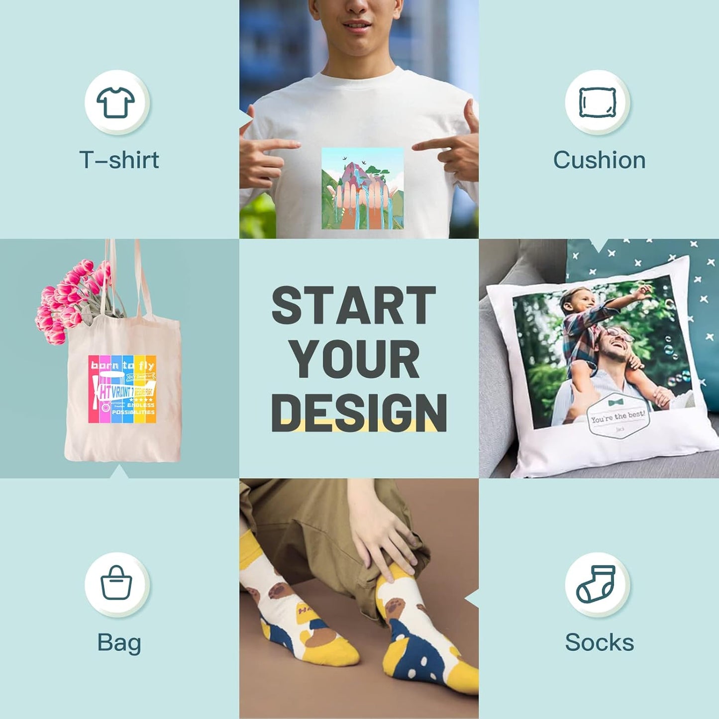 Sublimation Paper Sublimation Vinyl Set - 8.5 X 11 Inches 150 Sheets Sublimation Paper plus 20 Pack 12" X 12" Matte Sublimation Vinyl for Light-Colored Cotton Fabric