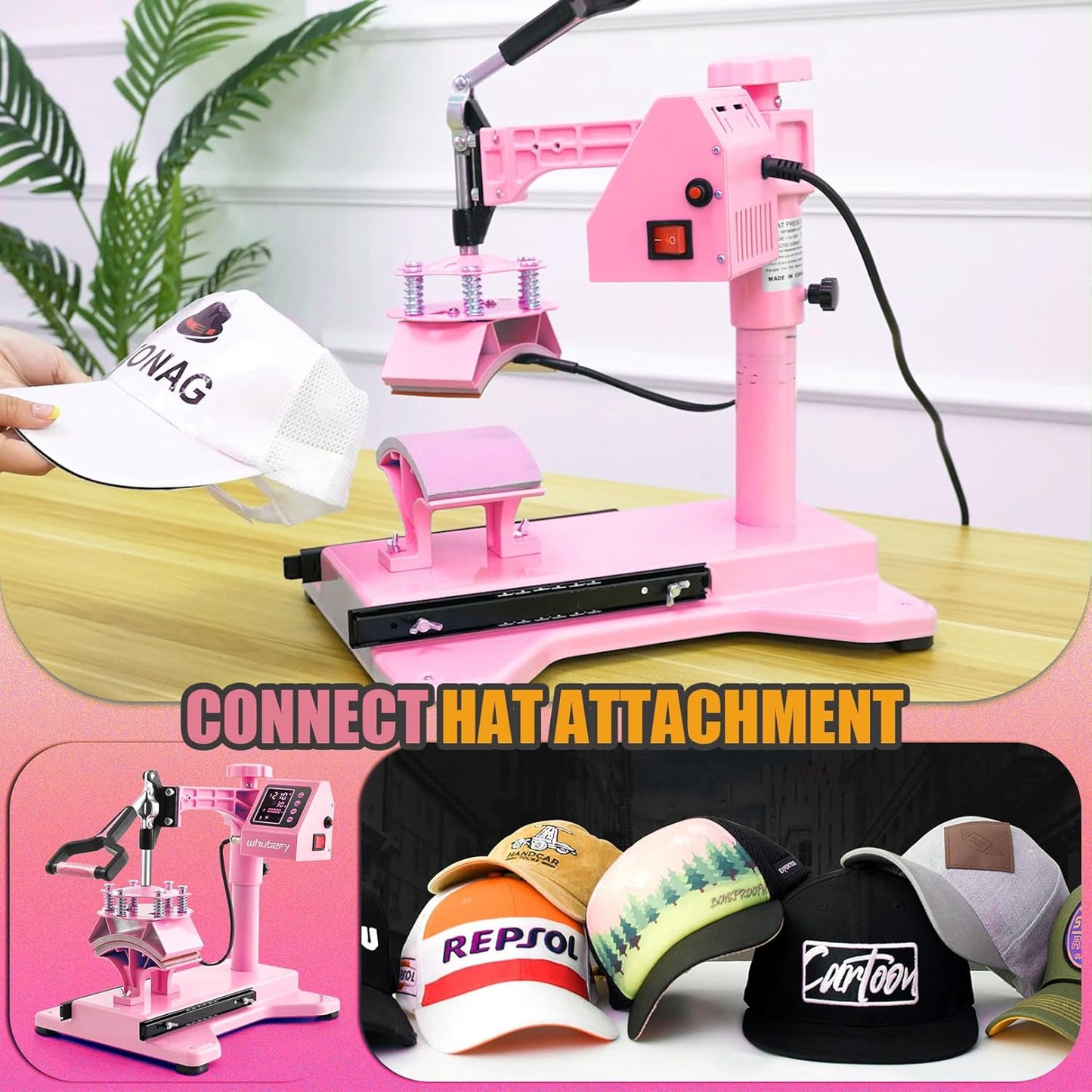 Whubefy Heat Press Machine for T Shirts 15X15 with 30OZ Tumbler Press 5 in 1 Slide Out & Swing Away Digital Heat Transfer with 3 Pre-Set Modes & Counting Function for Bulk Press Hat Cap Mug Plate Pink