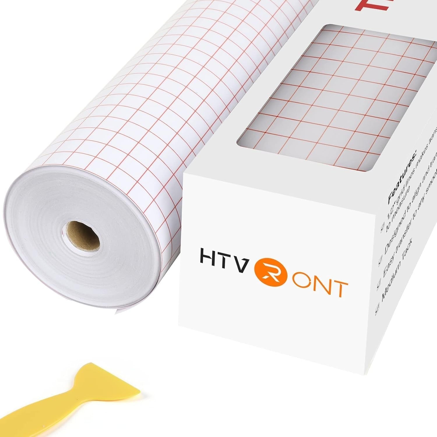 Transfer Tape for Vinyl - 12" X 150 FT Red Alignment Grid Clear Transfer Paper for Vinyl for Self Adhesive Vinyl - Medium Tack Vinyl Transfer Tape for Decals Signs Windows Stickers