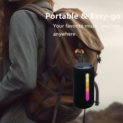 Portable Bluetooth Speaker with HD Sound, Waterproof & Dustproof Portable Speaker with Lights, up to 20H Playtime, BT5.3, Outdoor Speaker for Home/Party/Outdoor/Beach, Birthday Gift, Black