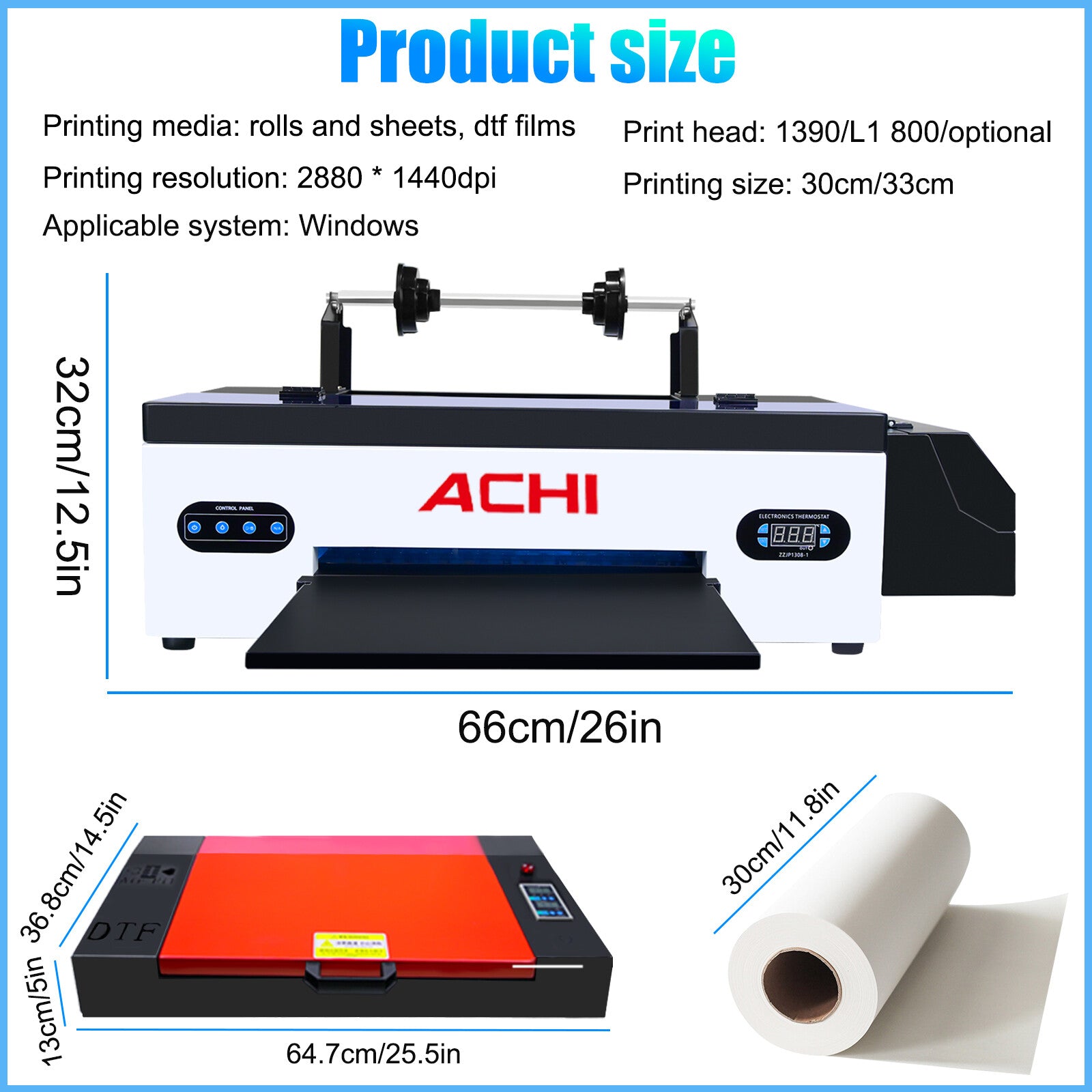 A3 DTF Roll Printer Direct to Film for T-Shirt Epson1390 Head 500Ml DTF INK US