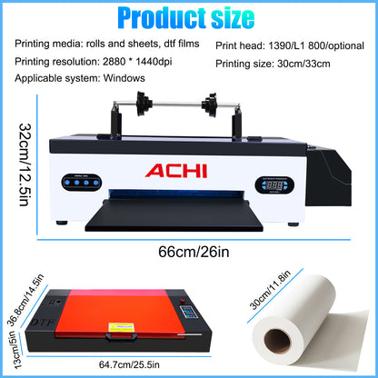 A3 DTF Roll Printer Direct to Film for T-Shirt Epson1390 Head 500Ml DTF INK US