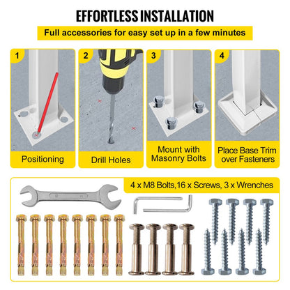 brand 1-3 Steps Handrail Rackable to a Range of 0°To 45°Matte White Stair Rail Wrought Iron Handrail with Installation Kit Hand Rails for Outdoor Steps