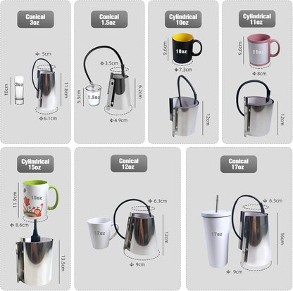 Bettersub Mug Cup Press Heating Transfer Attachment Silica Gel 110V for Heat Press Machine Transfer Sublimation Cylindrical (US Cylindrical 15Oz)