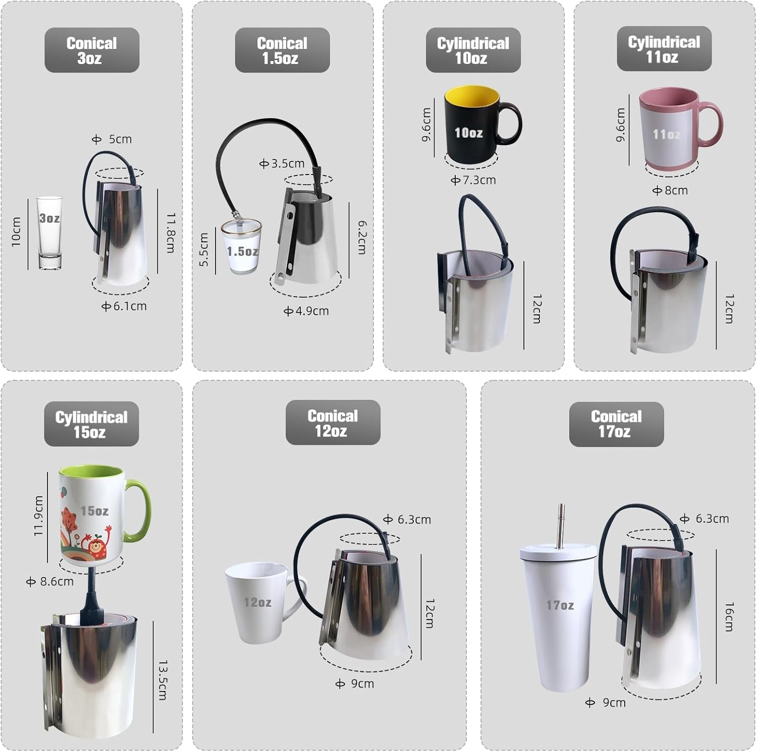 Bettersub Mug Cup Press Heating Transfer Attachment Silica Gel 110V for Heat Press Machine Transfer Sublimation Cylindrical (US Cylindrical 11Oz)