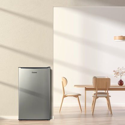 3.3 Cu Ft One Door Mini Fridge, Estar, Stainless Steel Look