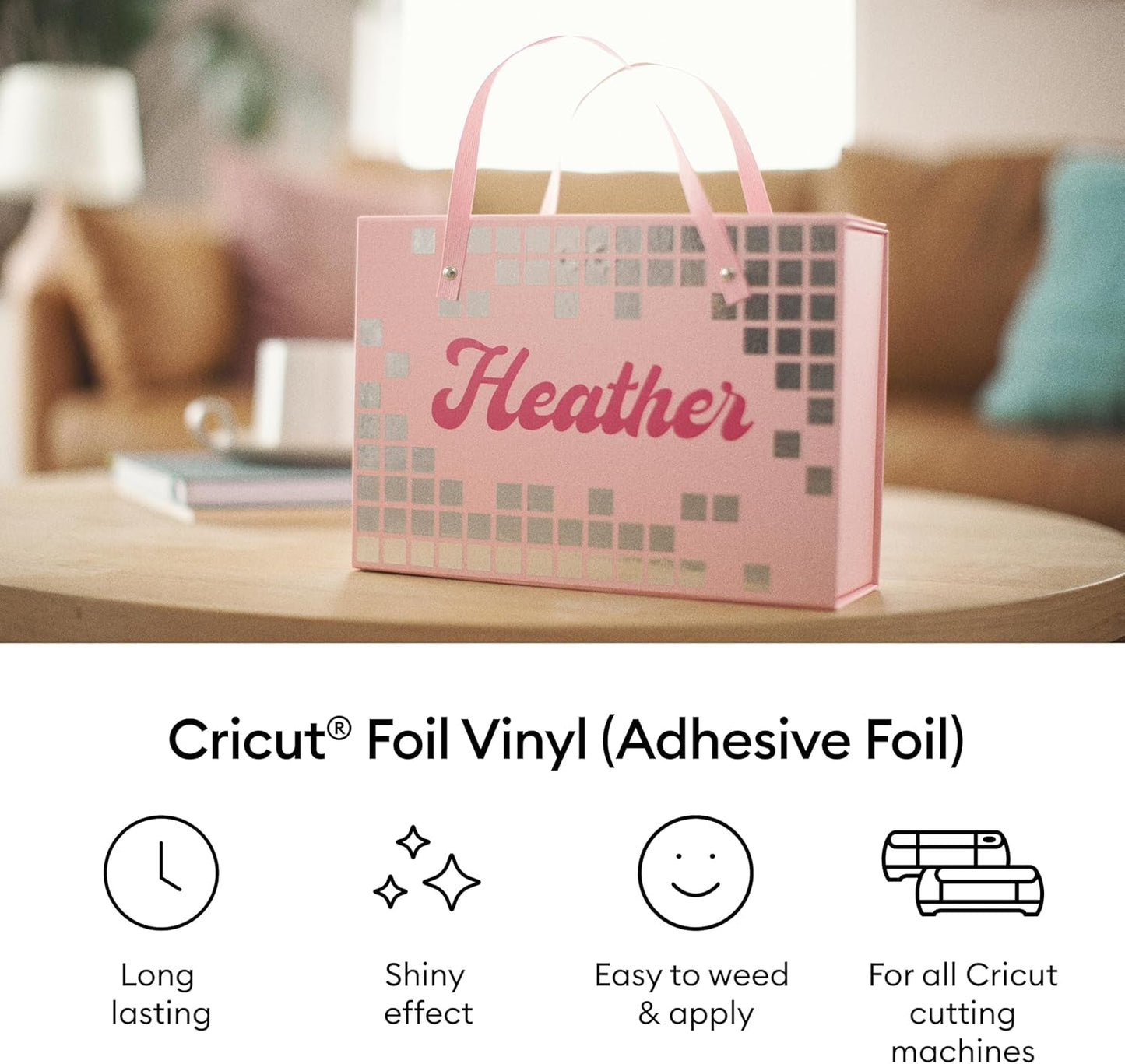 Cricut® Foil Vinyl - Gold - 12 in X 10 Ft - DIY Personalized Decals, Labels, & More - Metallic Finish - Long Lasting - Optimized Cutting Machines