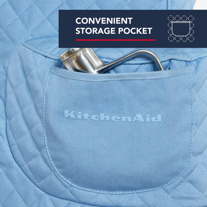 KITCHENAID Fitted Tilt-Head Solid Stand Mixer Cover with Storage Pocket, Quilted 100% Cotton, Milkshake, 14.4"x18"x10"