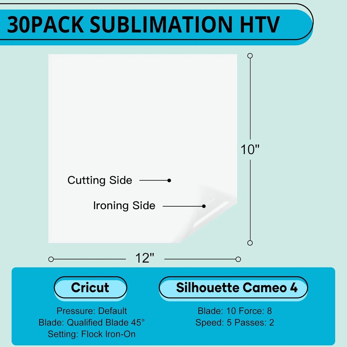 Sublimation HTV for Dark Fabric/Light Fabric 30 Pack - 12 * 10'' Matte Sublimation Vinyl - Sublimation Blanks for Sublimation Shirts/Hat/Pillow/Bag