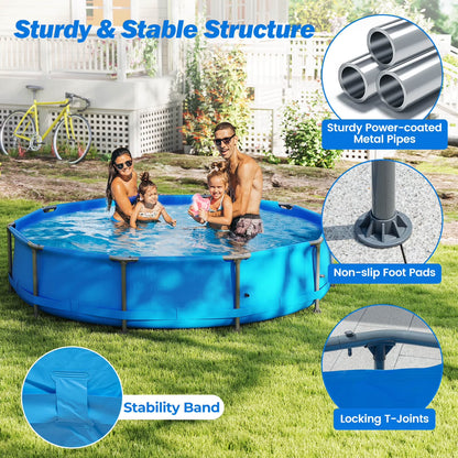 1617 Gal Outdoor Family Swimming Pool with Metal Frame Multi-Layer PVC Fabric