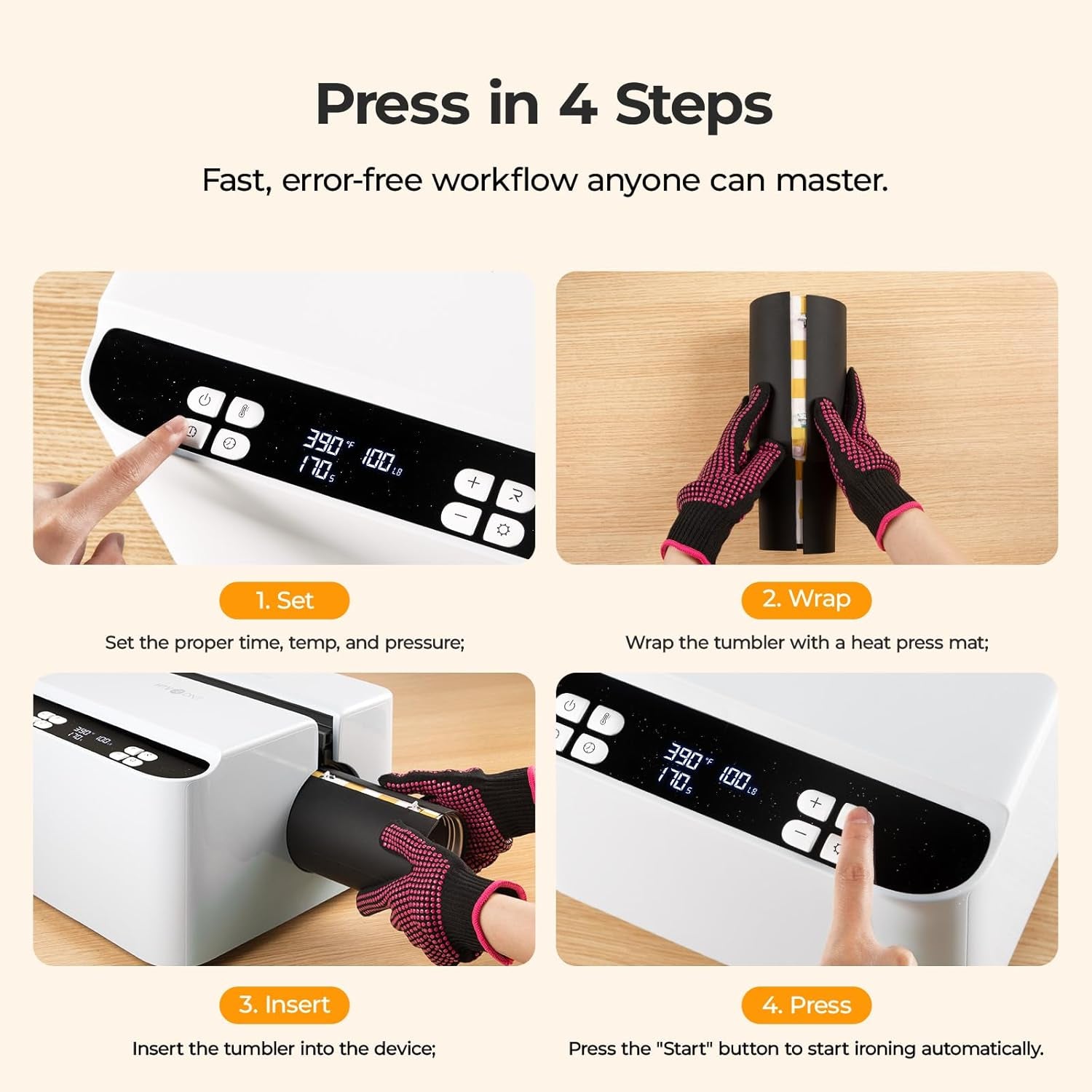 Auto Tumbler Heat Press - A200 Full Cup Transfer Heat Press Machine for 40 OZ Tumbler with Handle