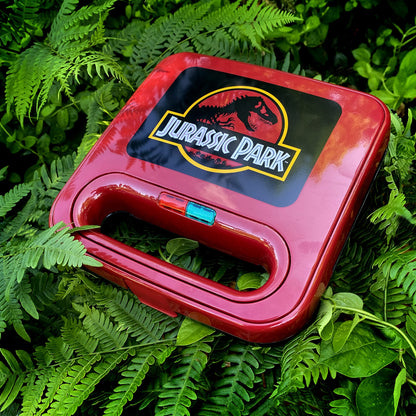 Uncanny Brands Jurassic Park Grilled Cheese Maker- Panini Press and Compact Indoor Grill- Opens 180 Degrees for Burgers