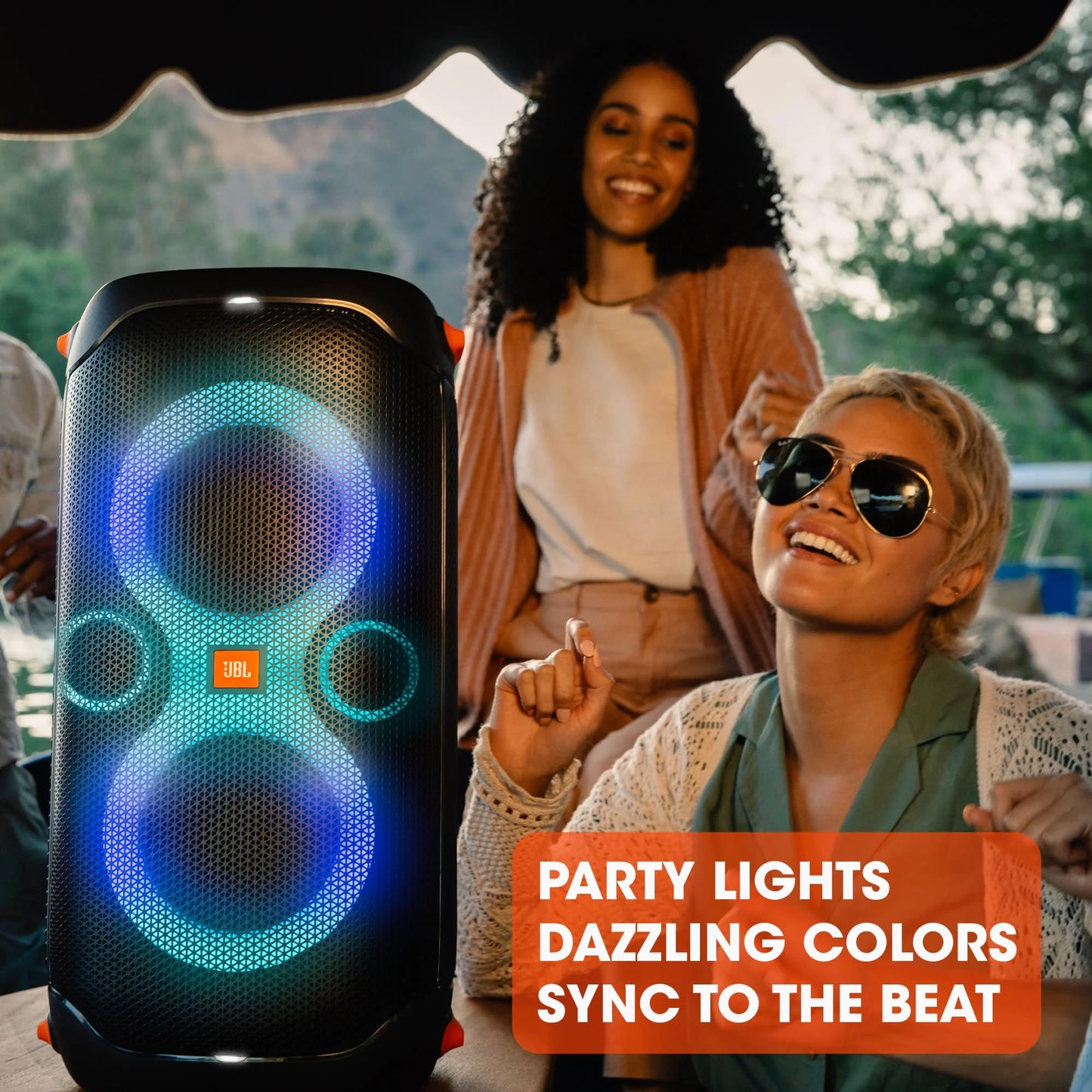 Partybox 110 - Portable Party Speaker with 160W Powerful Sound, Built-In Lights and Splashproof Design - Black