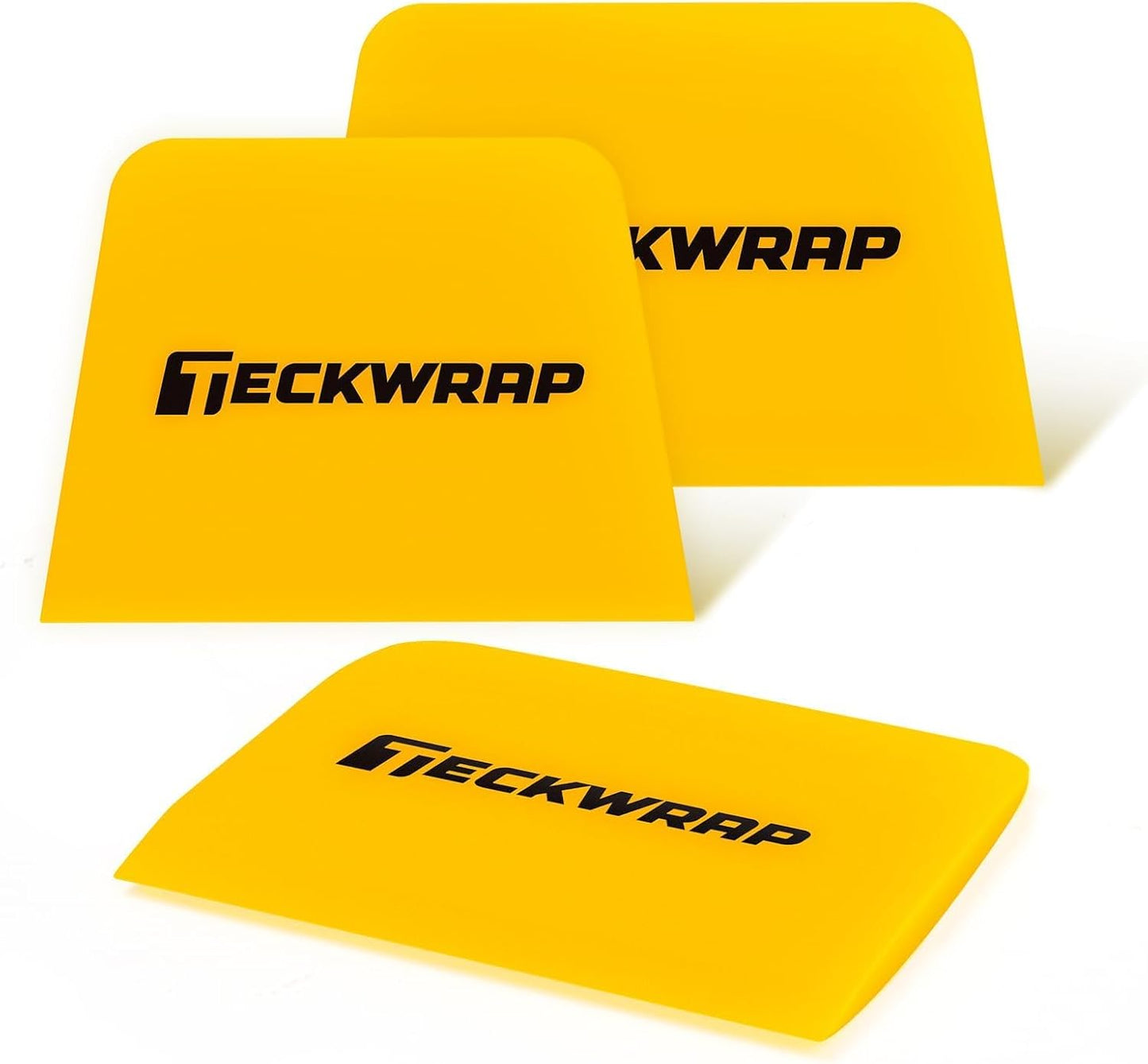 TPU Squeegee for Vinyl Wrap, PPF Tint Squeegee Set Rectangle and Trapezoid Scraper Tools for Car Wrap, Window Tint, and Decal Application (Yellow, 3 Pack)
