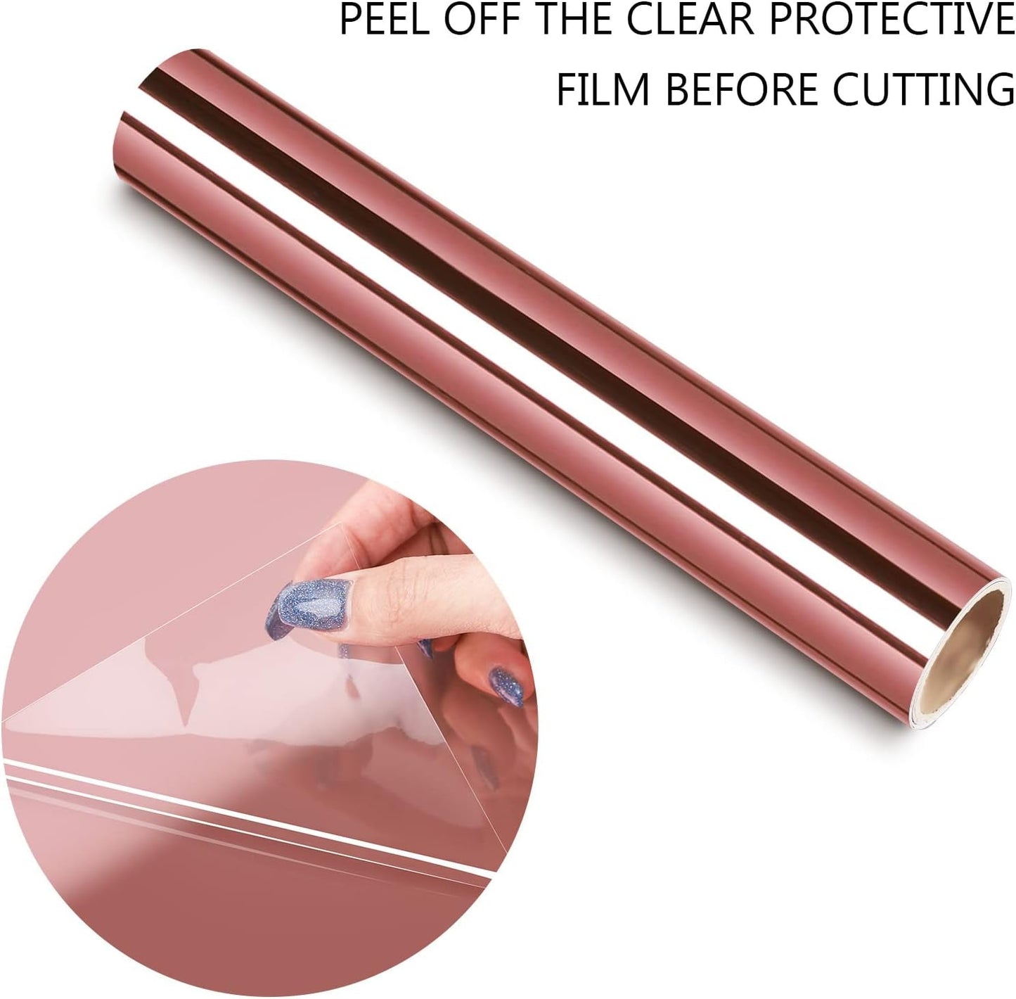 Rose Gold Chrome Vinyl Wrap Metallic Permanent Vinyl 1Ftx5Ft