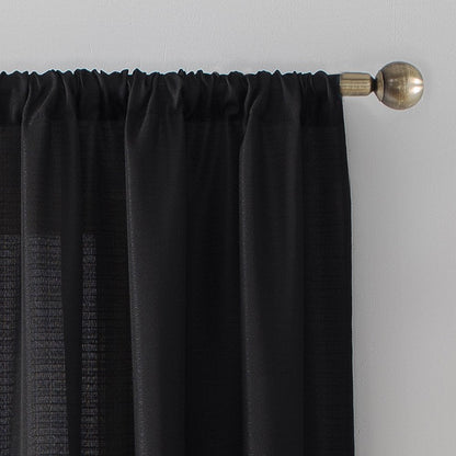 Textured Solid Curtain Single Panel, 38" X 95", Black