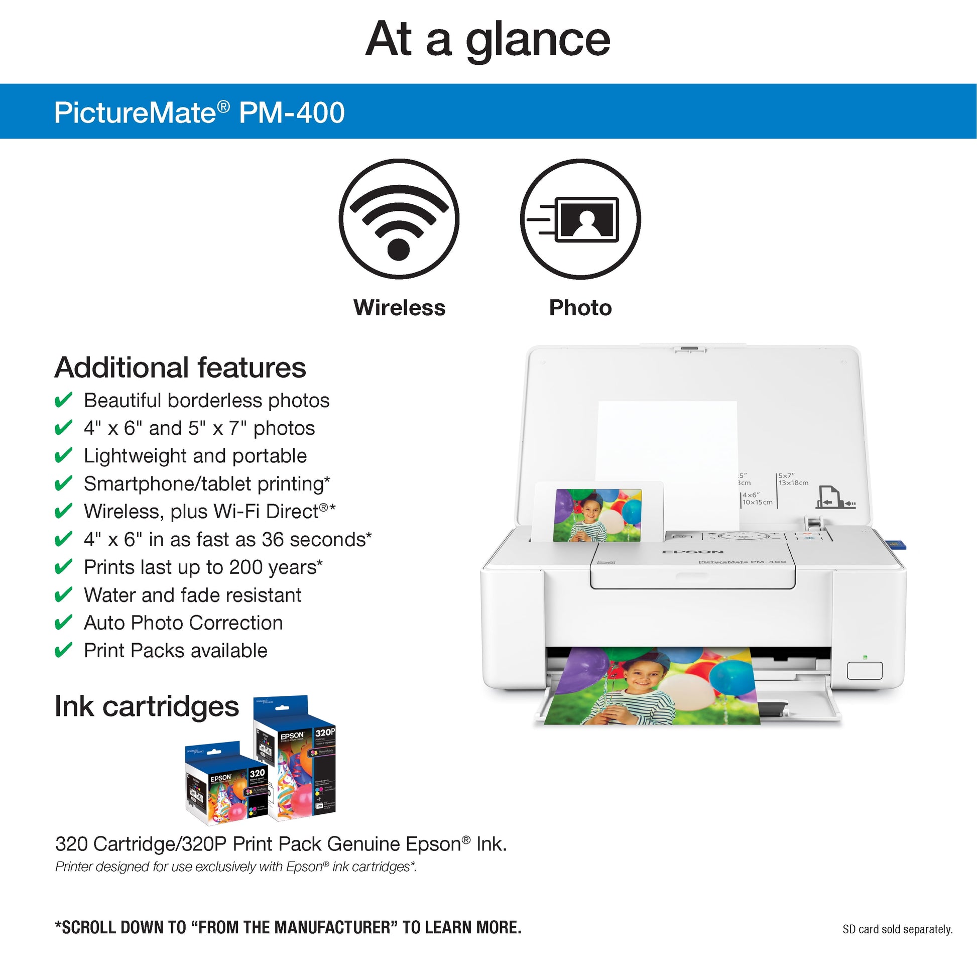 Epson Picturemate PM-400 Compact Photo Printer