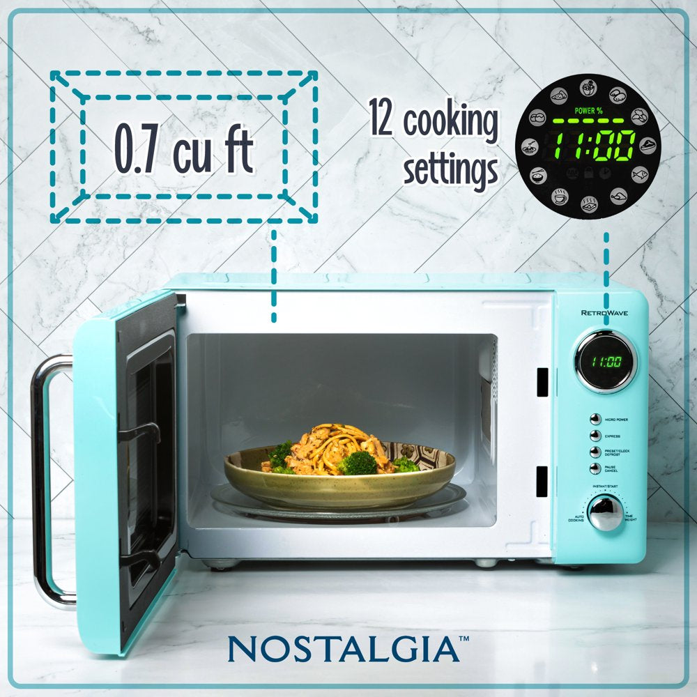 Retro 0.7 Cu. Ft. 700-Watt Countertop Microwave Oven, Aqua