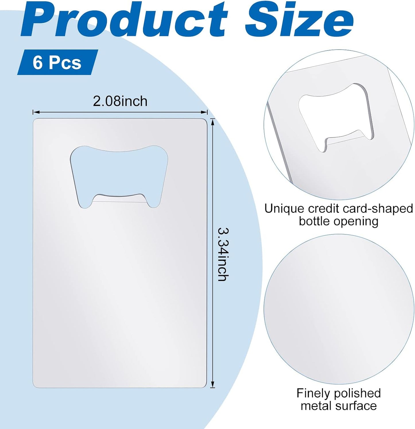Didaey 6 Pcs Sublimation Bottle Opener Blanks Credit Card Bottle Metal Stainless Steel Wallet Beer Opener for Christmas Wedding Father'S Day Gifts Bar Kitchen Restaurant, White 2. 09 X 3. 35 Inch