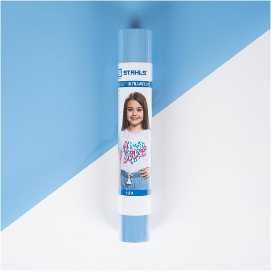 Stahls' HTV Heat Transfer Vinyl Cad-Cut Ultraweed 11.8" Width, Works with Professional and Craft Cutters. Easy to Cut, Easy to Weed. (Light Blue, 6FT Roll)