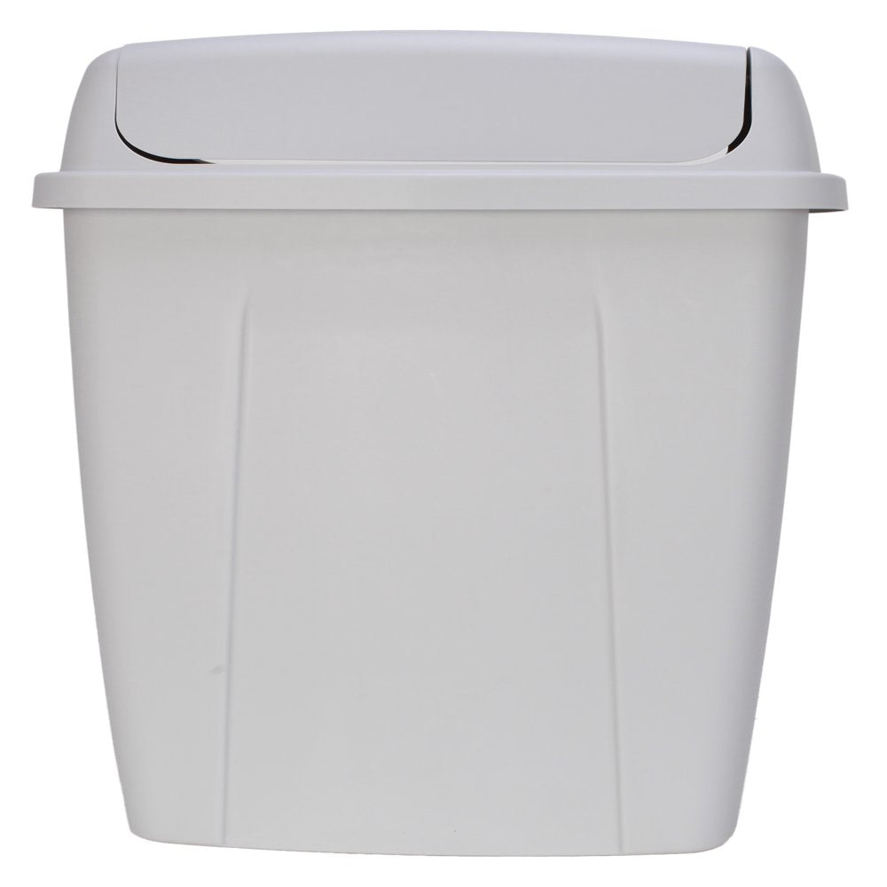 13 Gallon Trash Can, Plastic Swing Top Kitchen Trash Can, Gray
