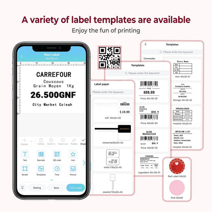M110 Thermal Label Printer - Portable Bluetooth Address Label Maker for Small Business, Barcode & Retail, Compatible with Phones & PC (Pink)