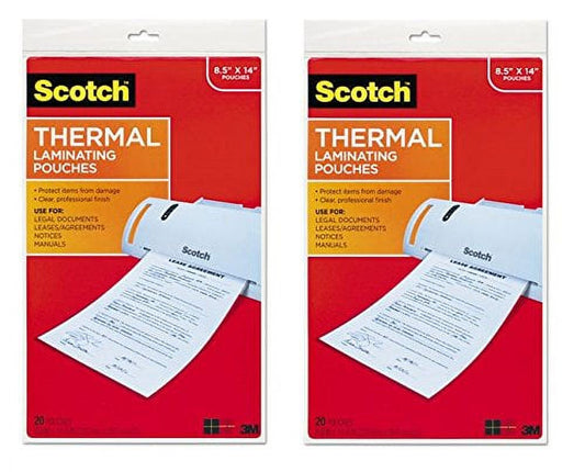 Thermal Laminating Pouches, 8.5" X 14" Inches, 20 Pouches, 2-PACK