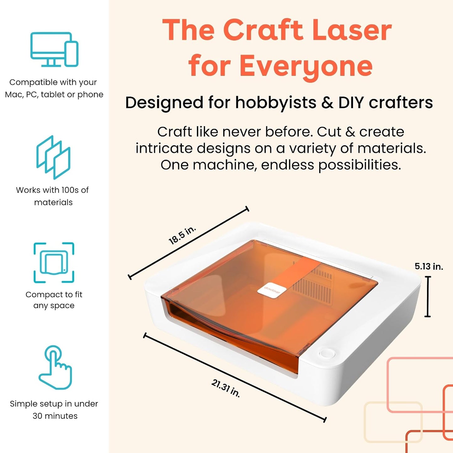 Glowforge Spark Laser Engraver Machine with the Craft Laser Filter and Proofgrade Essentials Bundle