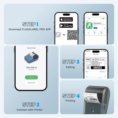 Label Maker Machine with Tape,Bluetooth Label Maker,Wide Waterproof Label Thermal Label Printer for Small Business,Address, Logo, Retail, Blue