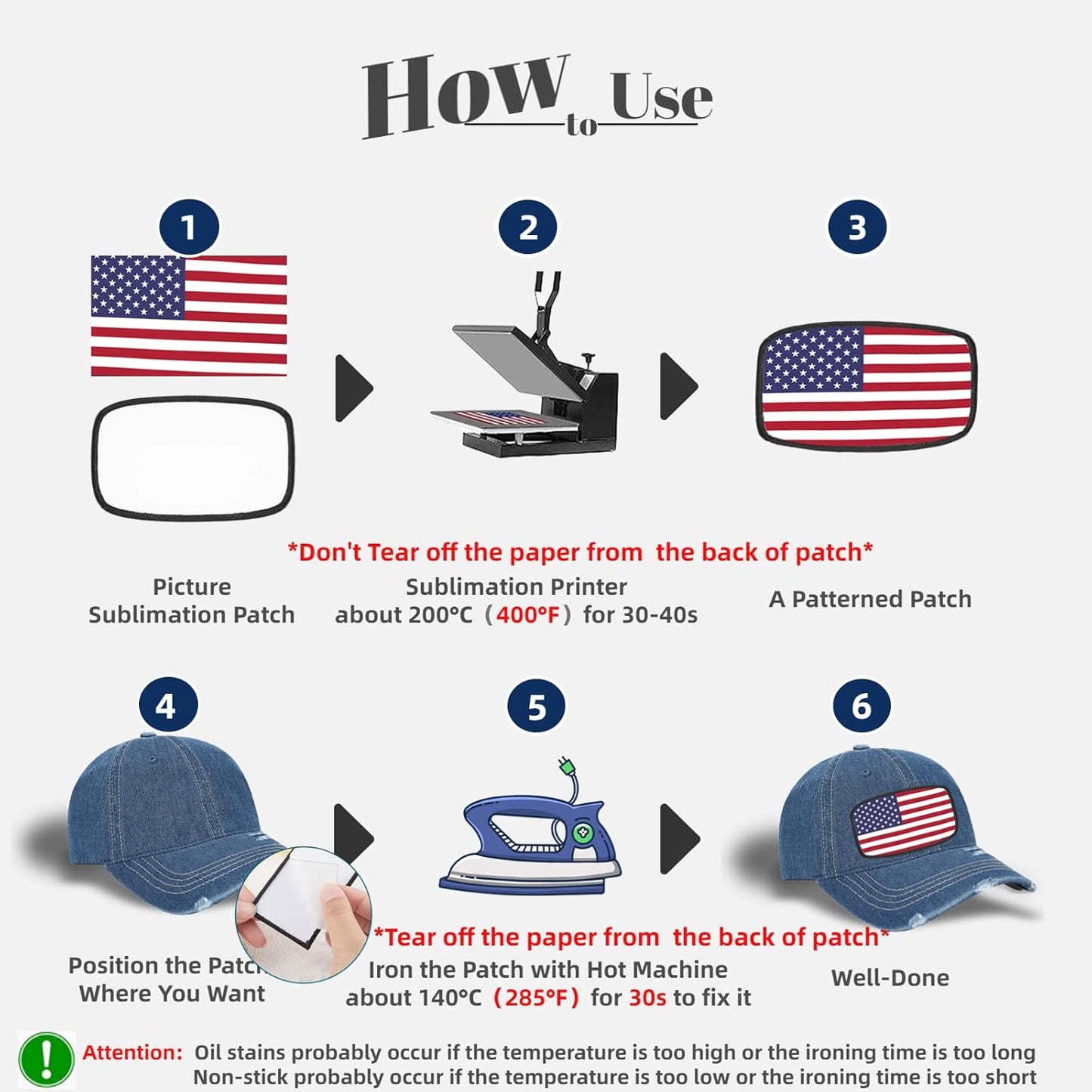 60 Pcs Sublimation Patches - Iron on Blank Patches for DIY Crafts Hats Caps Backpack Uniforms