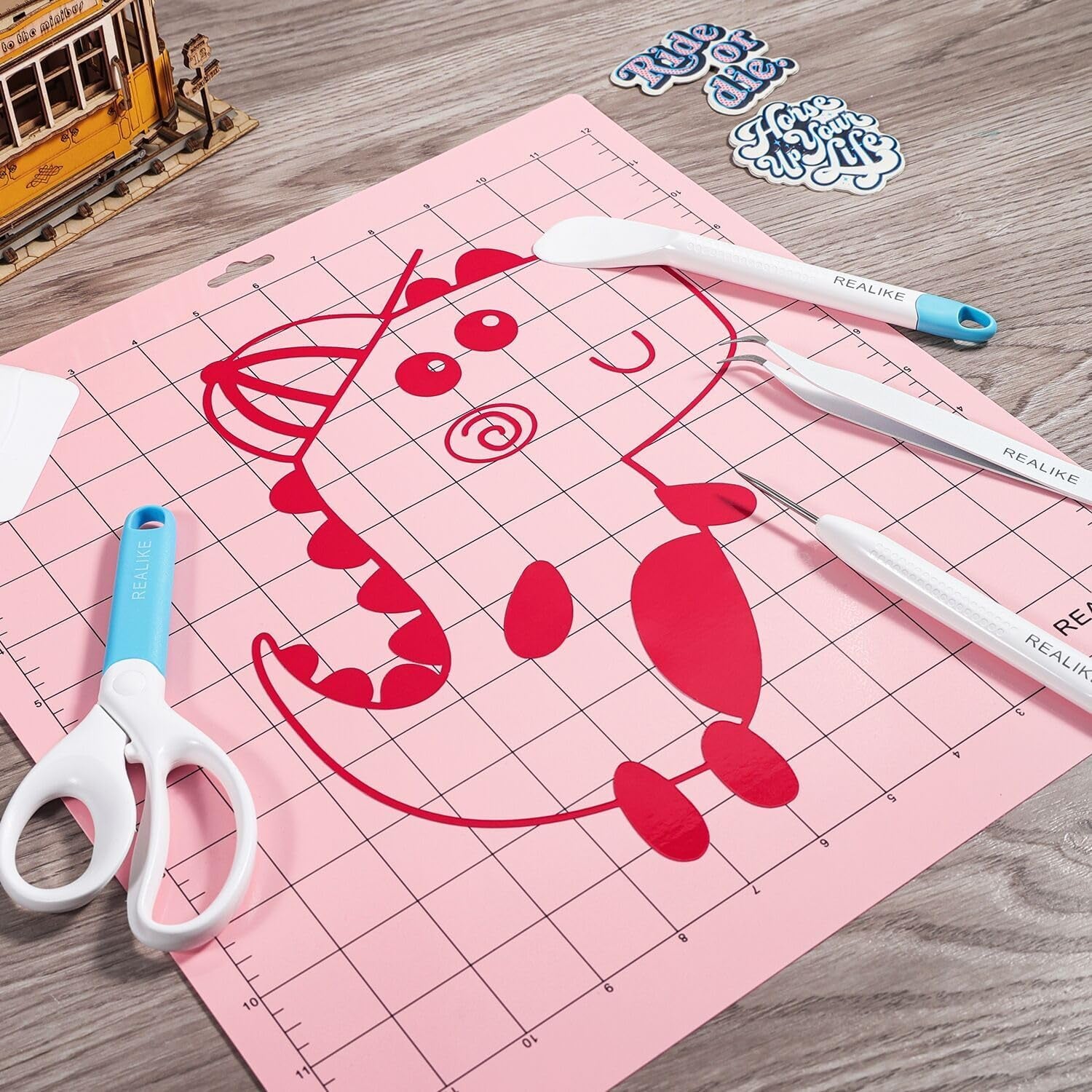 REALIKE 12X12 Fabricgrip Cutting Mat Compatible with Cricut Maker 3/Maker 4/Maker/Explore 3/4/Air 2/Air/One(3 Mats), Fabric Adhesive Sticky Cut Mats for Crafts, Quilting, Sewing and All Arts