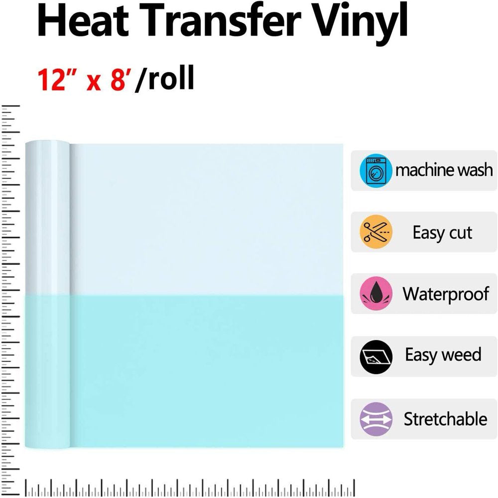 12" X 8FT Glow in the Dark White to Yellow Green Heat Transfer Vinyl Iron on T-Shirt for Cricut & All Cutter Machine