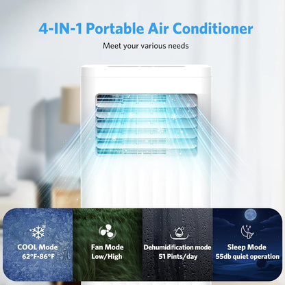 Portable Air Conditioners,8000 BTU,4 in 1 Portable AC Unit with Window Kits, Fan & Dehumidifier Modes,Cools up to 350 Sq.Ft,Led Display/Remote Control,24H Timer for Living Room,Bedroom