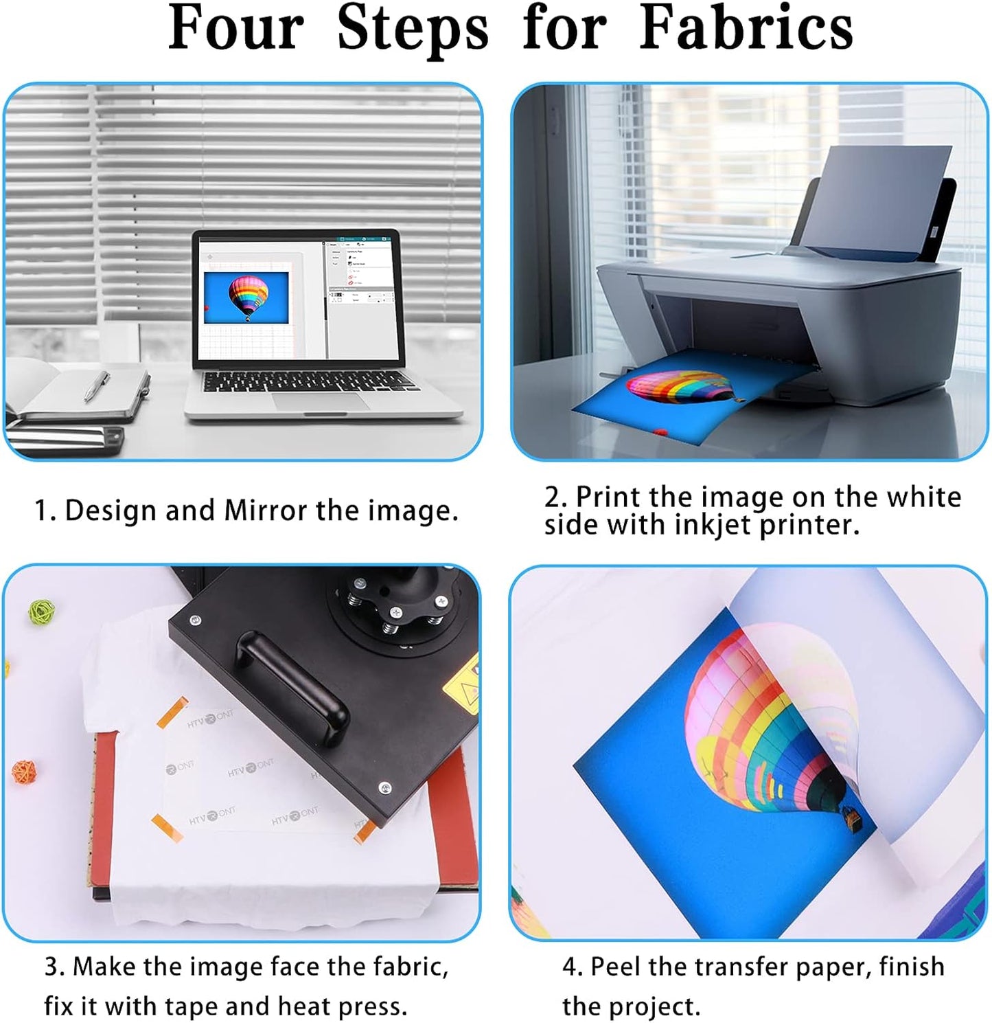 Heat Press Machine, 3Pcs Teflon Sheets, 150Pcs A4 Sublimation Paper, 2Pcs 20Mm Heat Resistant Tape