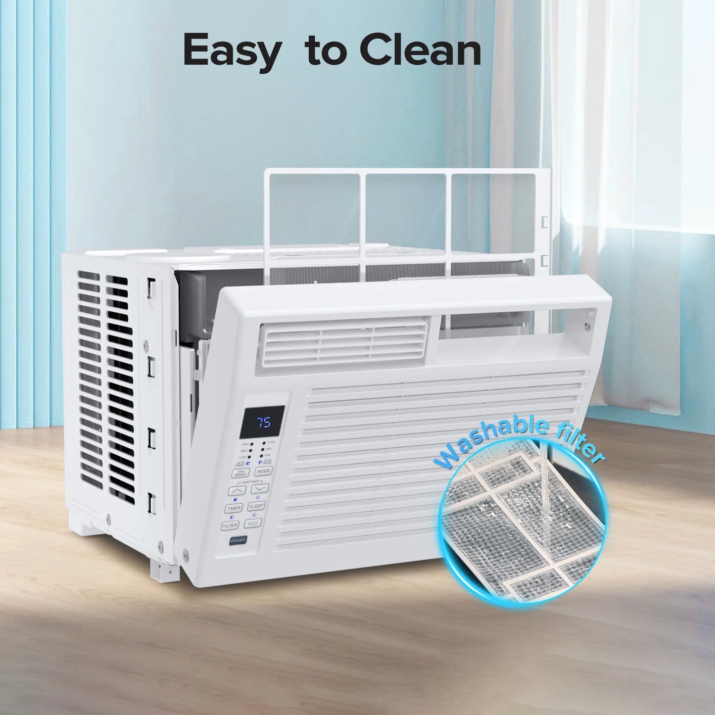6,000 BTU Window Air Conditioner with Remove Control , for Room AC Unit Air Conditioner Easy Installation, Cools up to 250 Sq. Ft