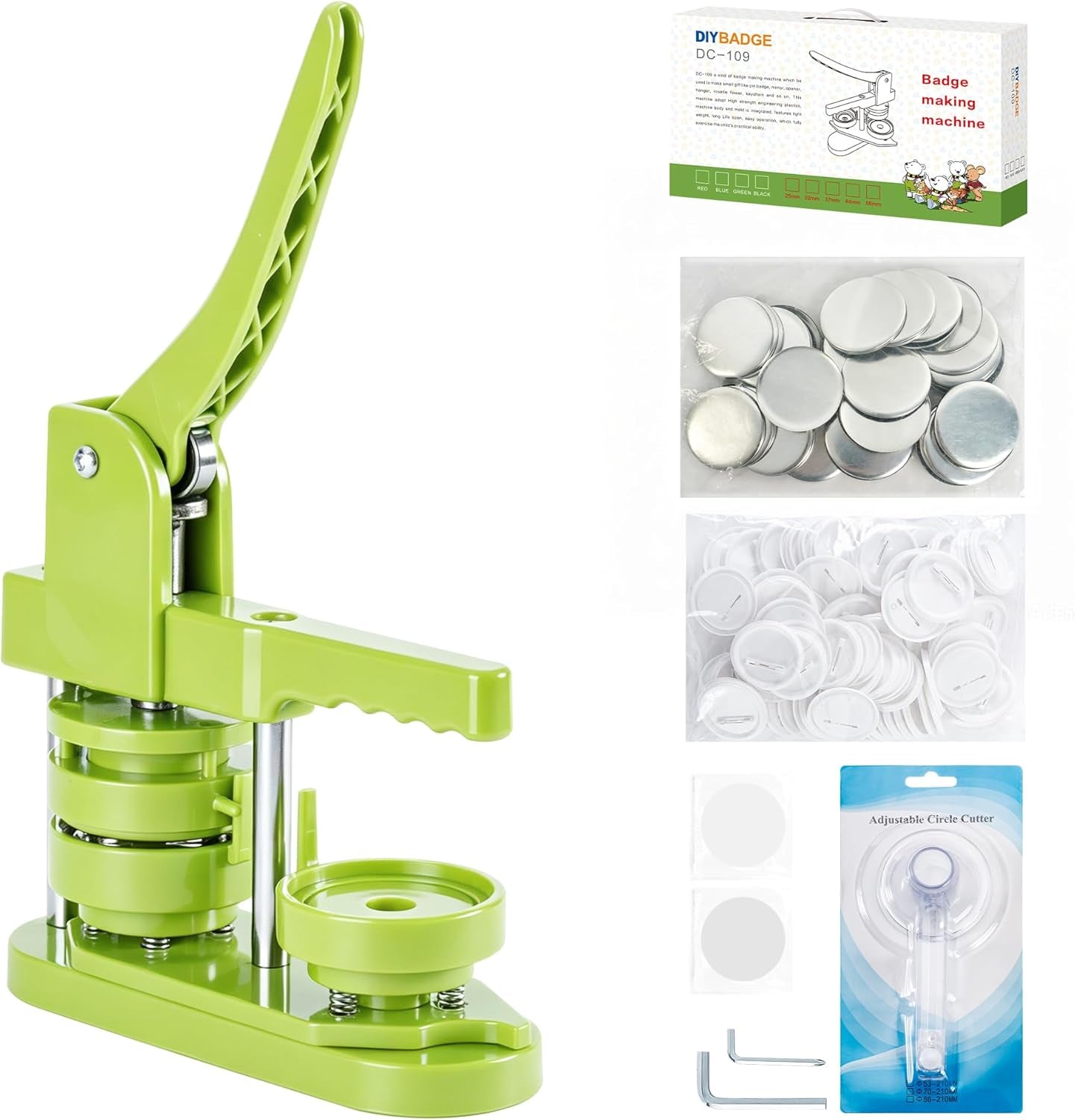 Happizza Button Maker Machine 58Mm - (3Rd Gen) Installation-Free 58Mm(2.25In) DIY Pin Badge Button Maker Press Machine Badge Punch Press with Free 100Pcs Button Parts&Pictures&Circle Cutter