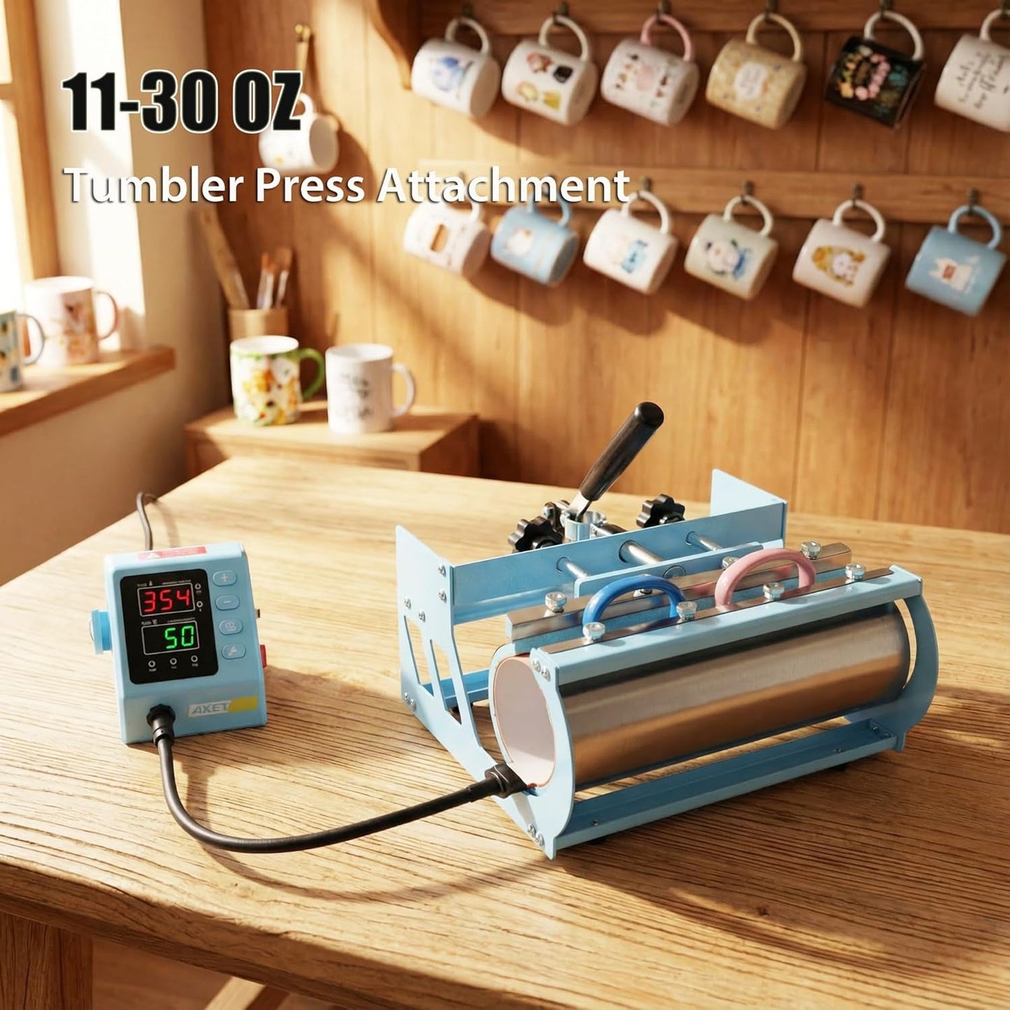 Upgrade 15X15 Heat Press, 5In1 Set Heat Press Machine with 11-30Oz Tumbler/Mug/Hat Press, 360° Swing Away Digital Shirt Press, Slide Out Sublimation Heatspress for Beginners (15‘’X15‘’ Blue 5In1)