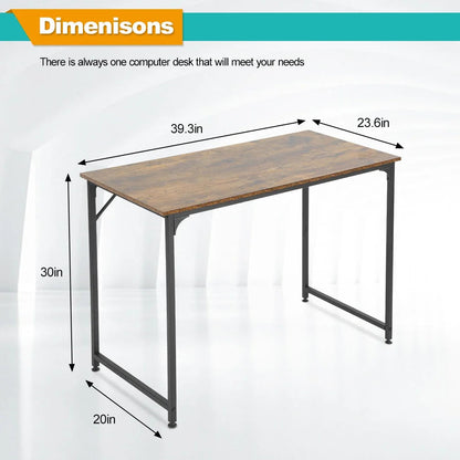 39 Inch Computer Desk Modern Writing Desk, Simple Study Table, Industrial Office Desk, Sturdy Laptop Table for Home Office, Vintage
