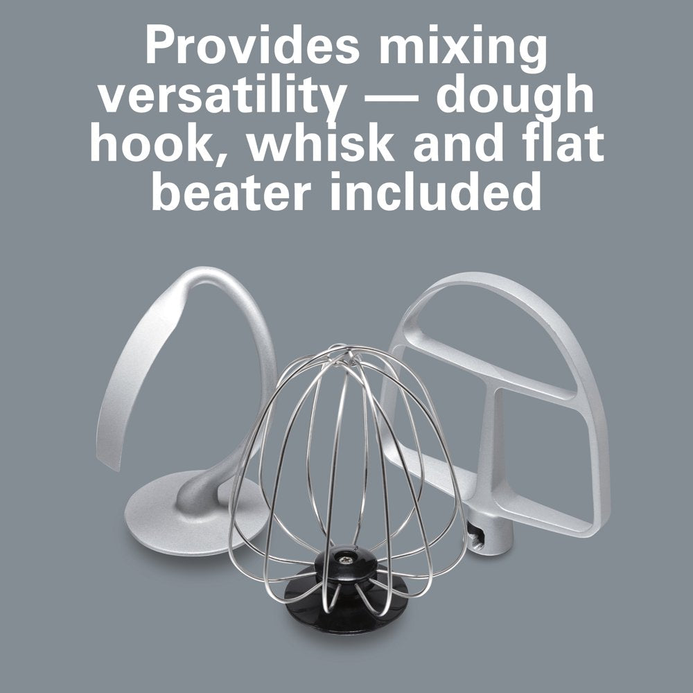 Electric Stand Mixer, 4 Quart Stainless Bowl, 7 Speeds, Tilt-Head, Dough Hook, Whisk and Flat Beater, Splash Guard, 300 Watts, Rose, 63386