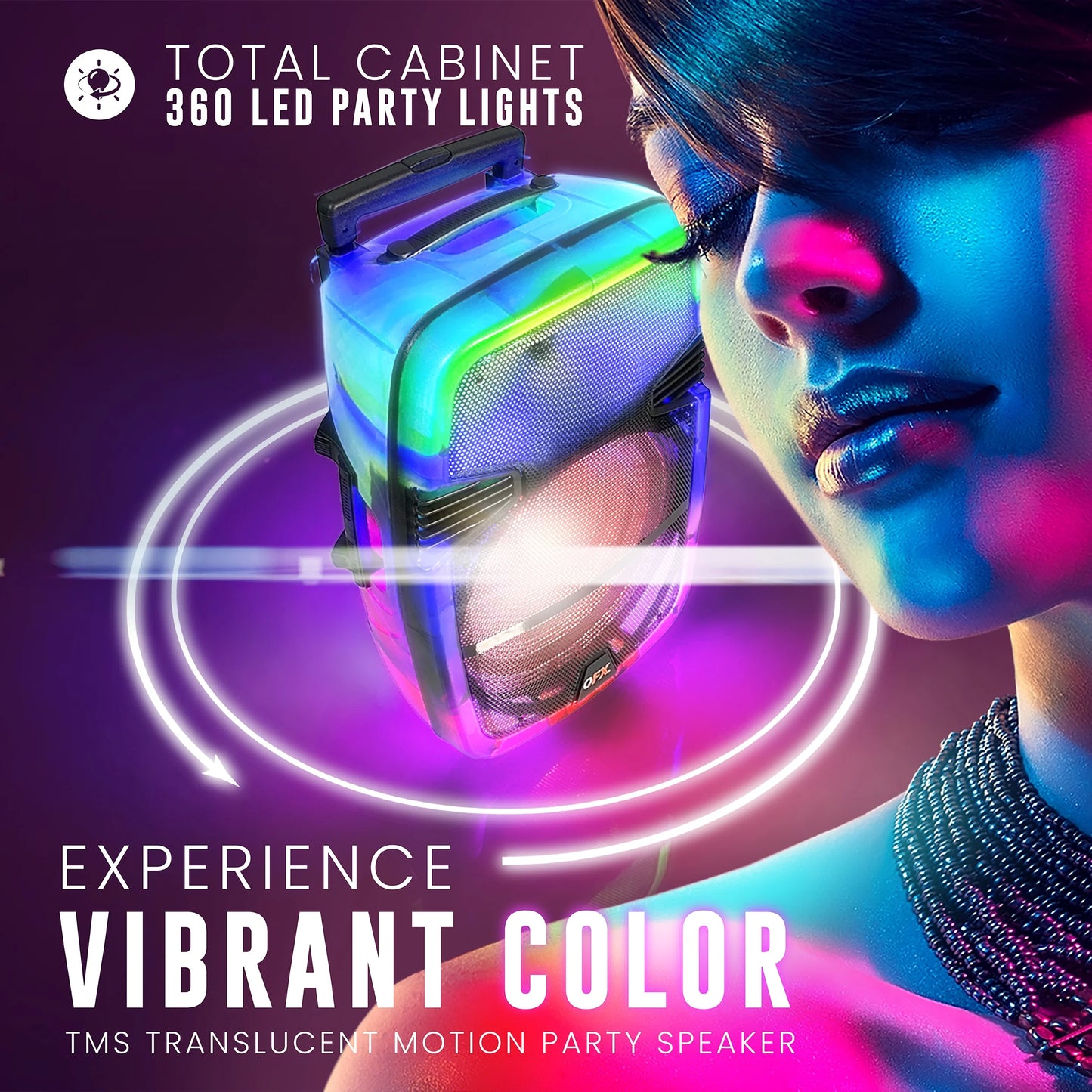 Portable Bluetooth Rechargeable Speaker with Party Lights, TMS-1560, Multicolor