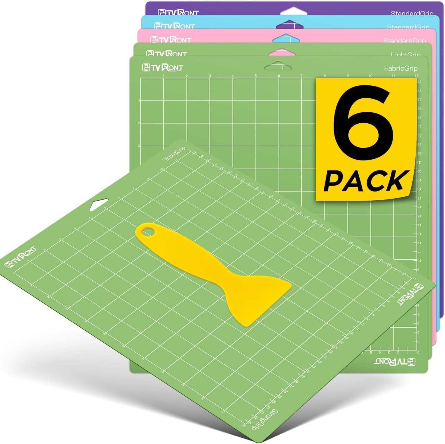 Cutting Mat, 6 Pcs Cutting Mat 12X12(Standard, Light, Strong, Fabricgrip) Compatible with Cricut Maker 3/Maker 4/Maker/Explore 3/4/Air 2/One, Variety Adhesive Sticky Cutting Mats Accessories