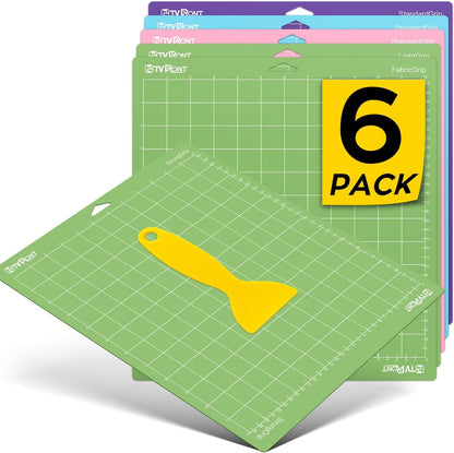 Cutting Mat, 6 Pcs Cutting Mat 12X12(Standard, Light, Strong, Fabricgrip) Compatible with Cricut Maker 3/Maker 4/Maker/Explore 3/4/Air 2/One, Variety Adhesive Sticky Cutting Mats Accessories