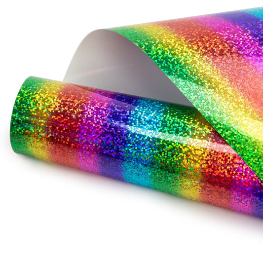 12" X 10 FT Metallic Rainbow Heat Transfer Vinyl Iron on Fabric HTV for T-Shirts, Clothing and Textiles, Easy Transfers