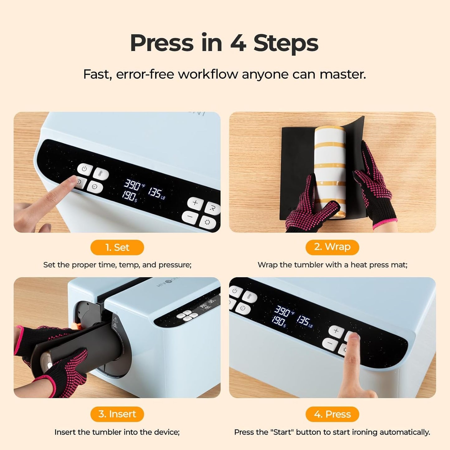 Auto Tumbler Heat Press 2 - Update A200 Tumbler Heat Press Machine, Adjustable Pressure & Switchable Heat Plate Attachment, 4 Memory Modes for 15 OZ, 16 OZ, 20 OZ, 30 OZ Tumblers & Glasses