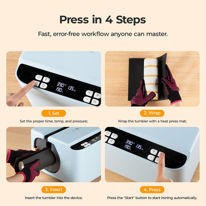 Auto Tumbler Heat Press 2 - Update A200 Tumbler Heat Press Machine, Adjustable Pressure & Switchable Heat Plate Attachment, 4 Memory Modes for 15 OZ, 16 OZ, 20 OZ, 30 OZ Tumblers & Glasses