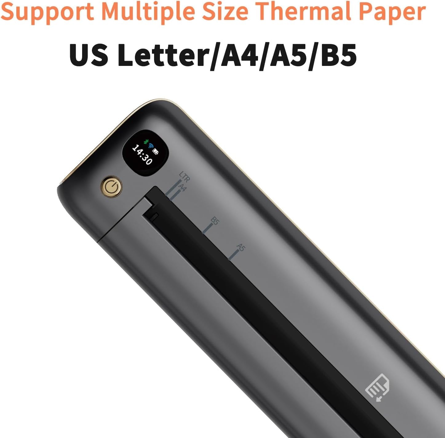 Rongta Portable Printer, Bluetooth Inkless Thermal Printer Wireless for Travel, Compatible with Android Ios Phone & Laptop, Supports 8.5" X 11" US Letter for Office, Home, Car, F81 (Gray)